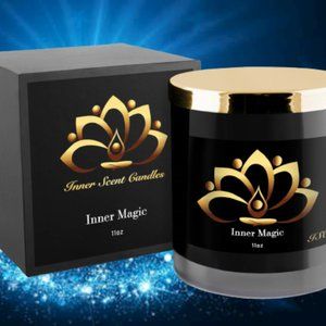 Inner Magic 11 oz Black glass candle